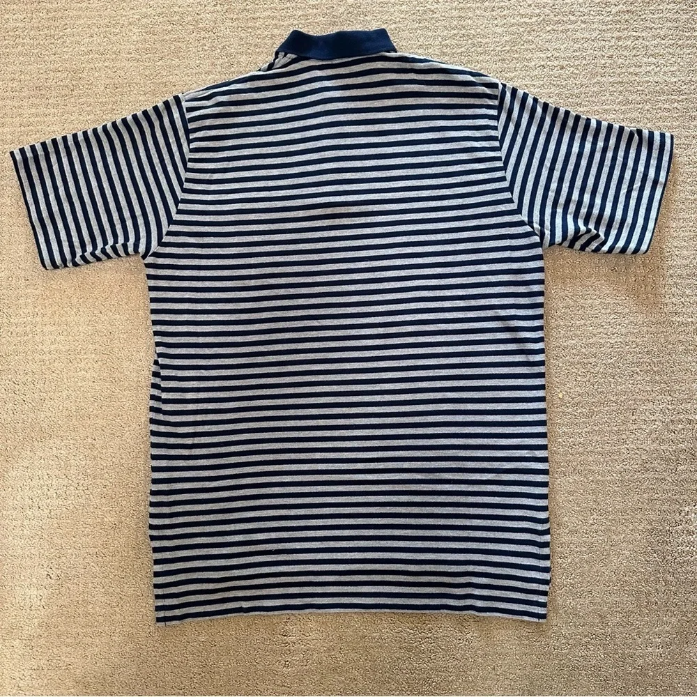 POLO RALPH LAUREN men’s gray & blue striped short sleeve polo shirt - size L/XL